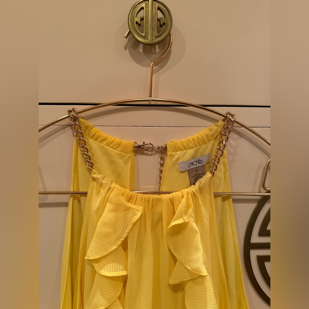 Cache Yellow Ruffle Blouse - Picture 3 of 5